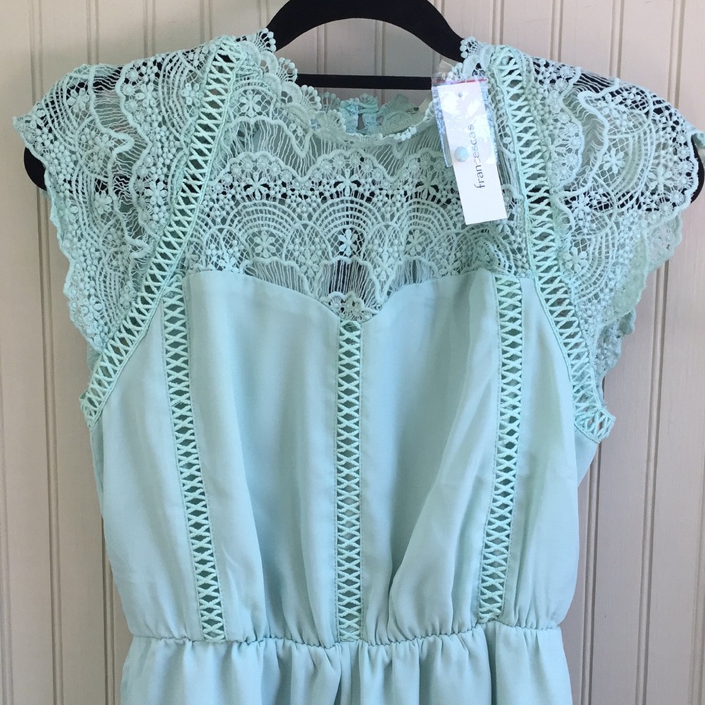 Francesca’s Mint Lace Romper